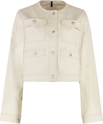 Moncler Chatel jas van katoen-linnenmix - Dames - Zomerjassen - Beige - L - Katoen - Jassen