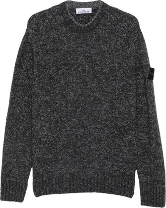 Stone Island Gevlekte Wol Nylon Trui - Heren - Ronde hals truien - Grijs - M - Wol - Truien & Vesten
