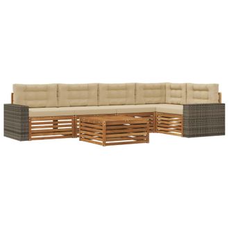 vidaXL Conjunto De Sof&aacute;s De Exterior 6 Pcs Natural Y Beige Vidaxl