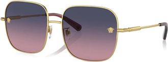 Versace Goud | Roze Blauw Getinte Zonnebril - Dames - Zonnebrillen - Geel - 59 MM - Accessoires