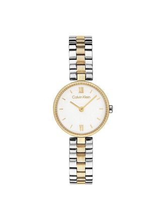 Calvin Klein Womens Textured Bezel Shimmer Dial Watch - White - OS