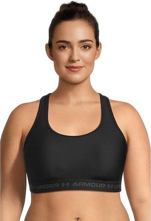 Under Armour Plus Size Crossback Mid Impact Bra Womens Bra Black/Black/Jet Gray : 1X, Elastane/Polyester