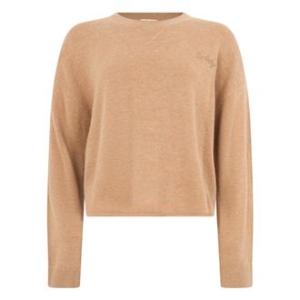 Autry Cropped trui met ronde hals - Dames - Truien - Beige - Maat: S Wol