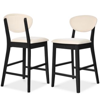 Best Choice Products 2-Piece Mid-Century Modern Wood and Upholstered Counter Height Bar Stool Set