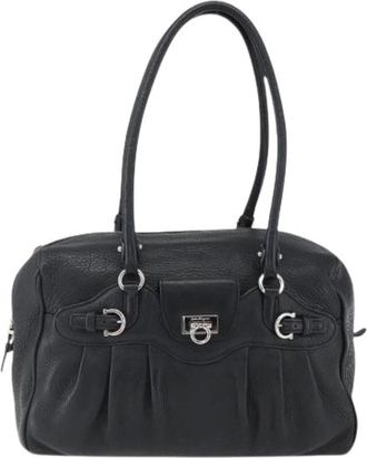 Ferragamo Pre-owned Leather Shoulder Bag - Dames - Vintage Handtas - Zwart - ONE Size - Leer - Vintage