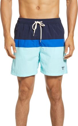 Barbour Mens Barbour Shore Colorblock Swim Trunks - Blue