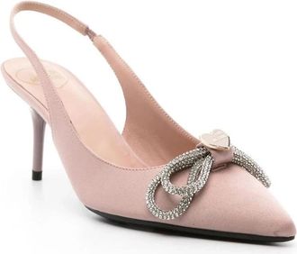 Love Moschino Roze kristal instappers - Dames - Pumps - Roze - 39 EU - Satijn - Schoenen