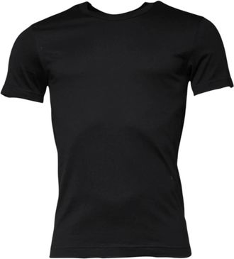 Dolce & Gabbana Zwarte Katoenen Crew Neck T-Shirt - Heren - T-shirts - Zwart - XS - Katoen - Tops