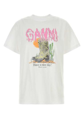 Ganni White Cotton T-shirt