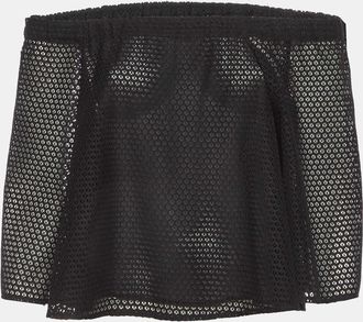 Maje Black Mesh Off-The-Shoulder Top