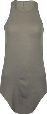 Rick Owens Tops, Dames, Grijs, M, Katoen, Basic Rib Tank