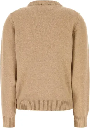 Ganni Womens Wool Sweater Beige Recycled