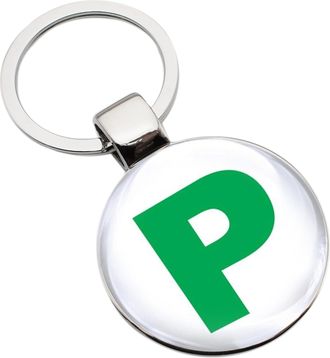 Generic Personalised Engraved with a P Plate New Driver Design Silver Round Keyring Presented in a Gift Bag