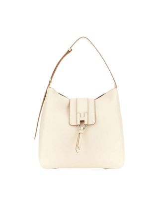 Hogan Textured Hobo Bag With Flap Closure And Raised Logo