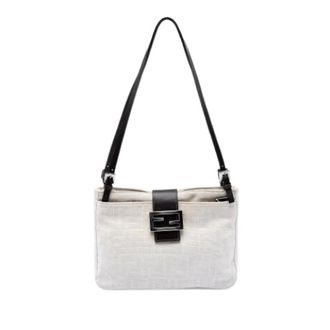 Fendi Pre-owned Canvas Shoulder Bag - Dames - Pre-owned - Wit - Maat: ONE Size Leer