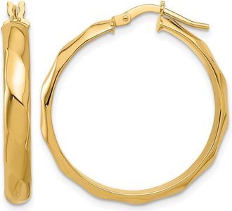 Diamond2Deal 10K Yellow Gold Twisted Round Hoop Earrings