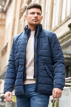 Kensington Eastside Mens Navy Lightly Padded Square Quilted Jacket - Size Medium