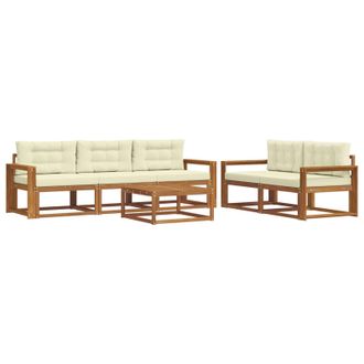 vidaXL Conjunto De Sof&aacute;s De Exterior Con Coj&iacute;n 6 Pcs Natural Y Crema Vidaxl