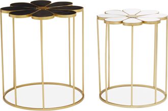 Premier Housewares Jodie Set Of Two Black And White Petal Tables