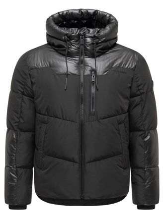 Stone Harbor Kiaano heren winterjas - gewatteerd met capuchon & glanzende inzetten