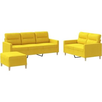 vidaXL Vidaxl - Juego De Sof&aacute;s Con Cojines 3 Piezas Tela Amarillo Claro