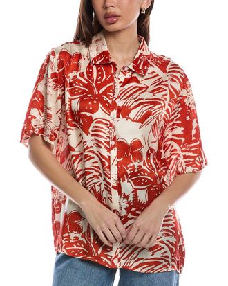 Onia Oversized Button-Up Silk-Blend Shirt