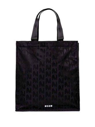 Msgm logo-jacquard tote bag - unisex - Polyester/Polyamide - One Size - Black