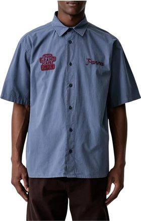 by Parra The End Books Short Sleeve Shirt - Heren - Korte mouwen Overhemden - Blauw - L - Katoen - Overhemden