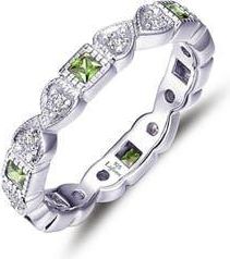 Lafonn Simulated Diamond & Birthstone Band Ring in Peridot/white at Nordstrom Rack, Size 7