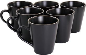 Elama Paul 6 Piece Stoneware Mug Set in Black at Nordstrom