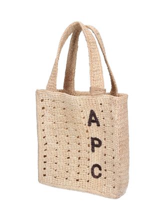 A.P.C. Logo-Embroidered Ramie Tote Bag - Beige