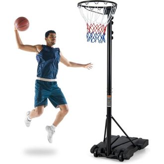 Costway Costway - Canasta Baloncesto Exterior, Altura Ajustable De 3 Niveles, 2,6 A 3,5 M, M&oacute;vil Con Ruedas, Aro De Baloncesto Para Ni&ntilde;os Adultos, Interior Y 