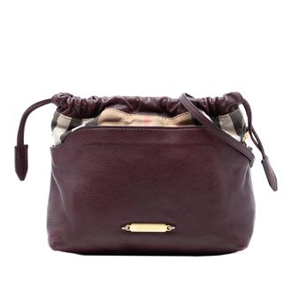 Burberry Tweedehands House Check Canvas en Kalfsleer Little Crush Schoudertas