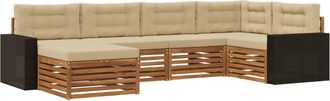 vidaXL Conjunto De Sof&aacute;s De Exterior 6 Uds. Natural Y Beige Vidaxl