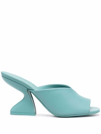Ferragamo F-heel leather sandals - women - Leather/Leather/Leather - 4.5 - Blue