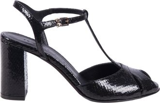 Sergio Levantesi Black Giselle6 Leather T Strap Sandals