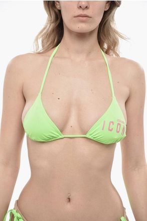 Dsquared2 ICON Solid-Color Tie-Side Bikini Briefs with Contrast Print size 44