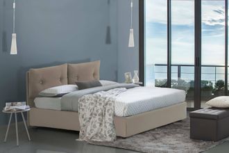 Dmora Cama Individual Milena, Cama Contenedor Con Tapizado En Ecopiel, 100% Made In Italy, Apertura Frontal, Adecuado Para Colch&oacute;n 80x190 Cm, T&oacute;rtola, Con E