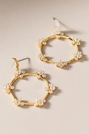 Nadri Frontal Crystal Hoop Earrings