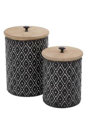 Uma Farmhouse Set of 2 Metal Canisters in Black at Nordstrom Rack