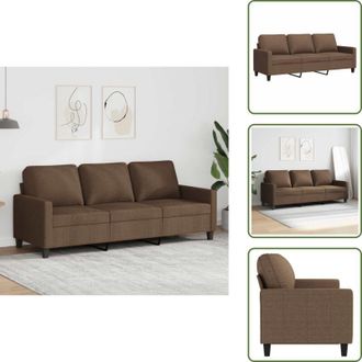 vidaXL Divano imbottito - vidaXL Divano a 3 Posti Marrone 180 cm in Tessuto - Seduta confortevole