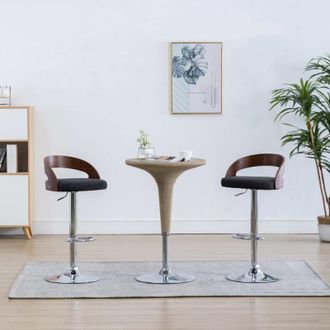 vidaXL Sgabelli da Bar 2 pz Grigio Scuro in Tessuto e Legno Curvo - Vidaxl