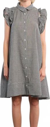 Lili Sidonio x Molly Bracken Gingham Shirt Dress In Blue