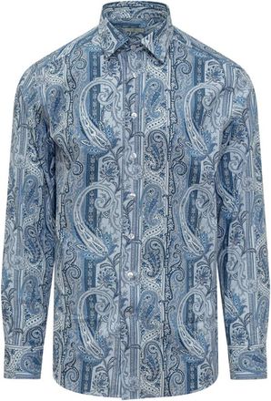 Etro Blue Slim Paisley Shirt