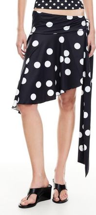 Lioness Safari Asymmetric Midi Skirt in Noir Polka at Nordstrom, Size X-Large
