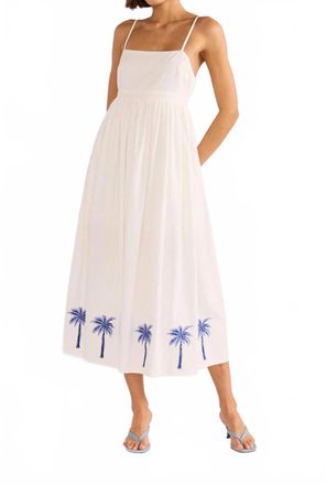 Minkpink Isadora Embroidered Midi Dress In White/blue