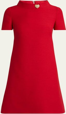 Valentino Garavani Crepe Couture Crystal Heart Mini Dress