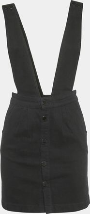 Maje Black Denim Strap Detail Ritana Mini Skirt
