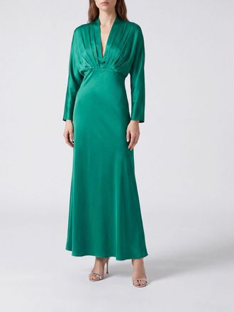 Forte_Forte Long V-Neck Slim Fit Silk Sheath Dress