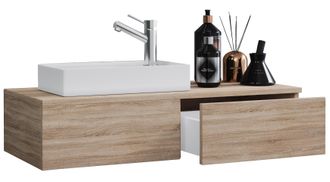 ebuy24 Ebuy24 - Set Vcm De 2 Piezas Lavadero Para Invitados Wc Ba&ntilde;o De Invitados Lavabo Muebles De Ba&ntilde;o Juego De Ba&ntilde;o - Gudas (sonoma Oak)